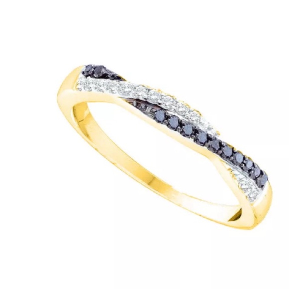 14kt Women Round Black Color Diamond Band 1/4 Cttw